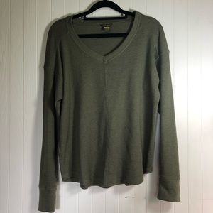 “Myriad” thermal waffle knit v-neck long sleeve